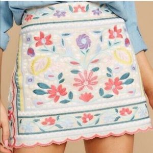 J.Marie floral embroidered pastel mini skirt size Medium